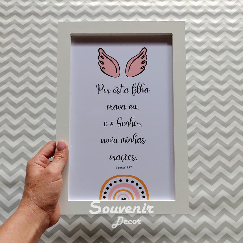 Quadro Por esta filha orava eu arco íris quarto bebe menina