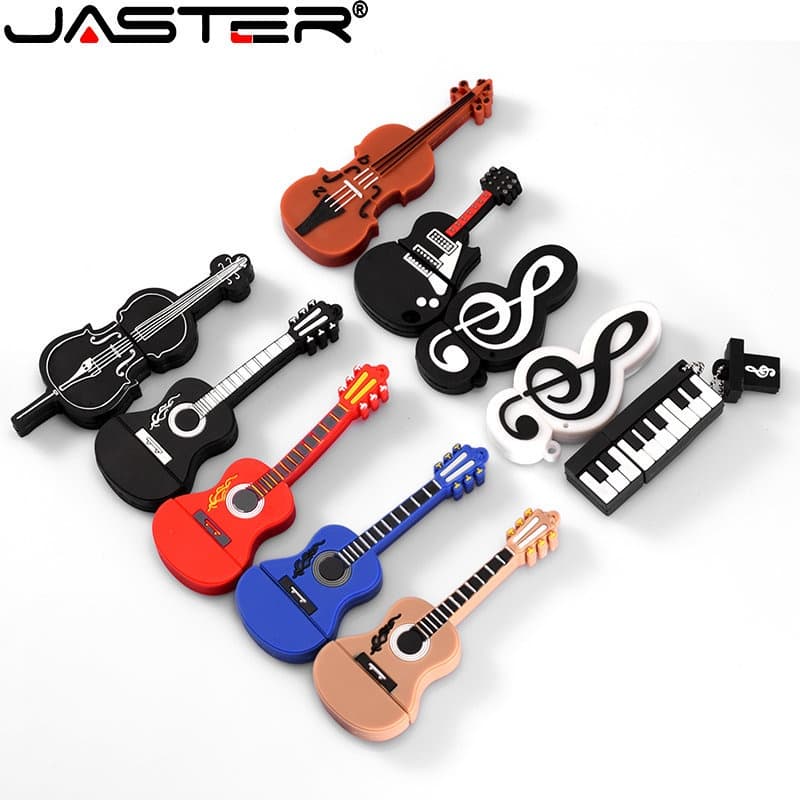 Unidade Flash USB JASTER Cartoon 64GB Guitarra 2.0 Memory Stick 32GB Mini Pen Drive 16GB Pendrive 8GB À Prova D'água Dis