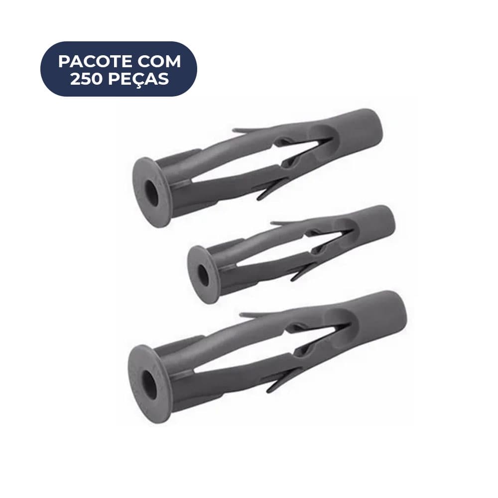 Bucha 8mm Tijolo Furado Bloco Parede Oca Com Aba 250 Peças