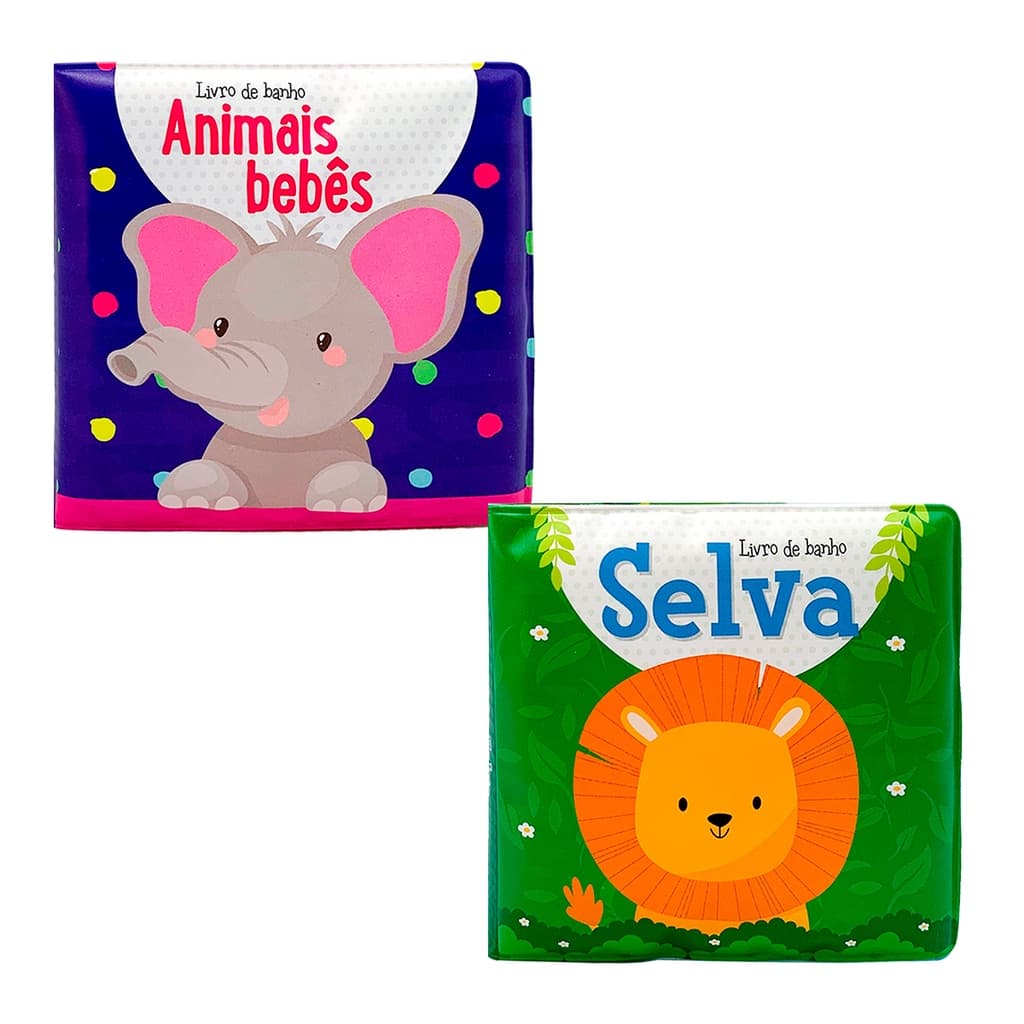 Kit Livro De Banho - Pequenos Animais Bebês + Pequena Selva - Com Apito Infantil