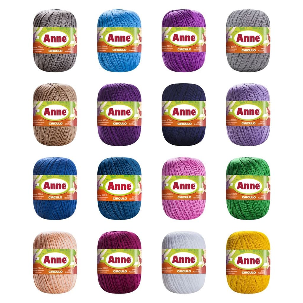 Linha Anne De Crochê Tricô 500m 295 Tex Círculo - Composição Cores de A a G