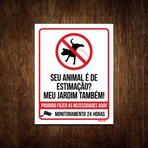 Placa Animal Estimação Jardim Proibido Fazer Coco V