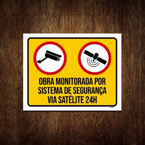Placa Sinalização Obra Monitorada Sistema Segurança