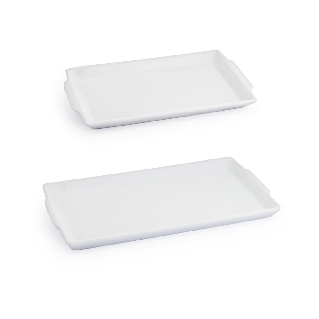 Kit 2 Travessas Porcelana Rasa Bandeja Forno Assadeira P E G 2 LINHA