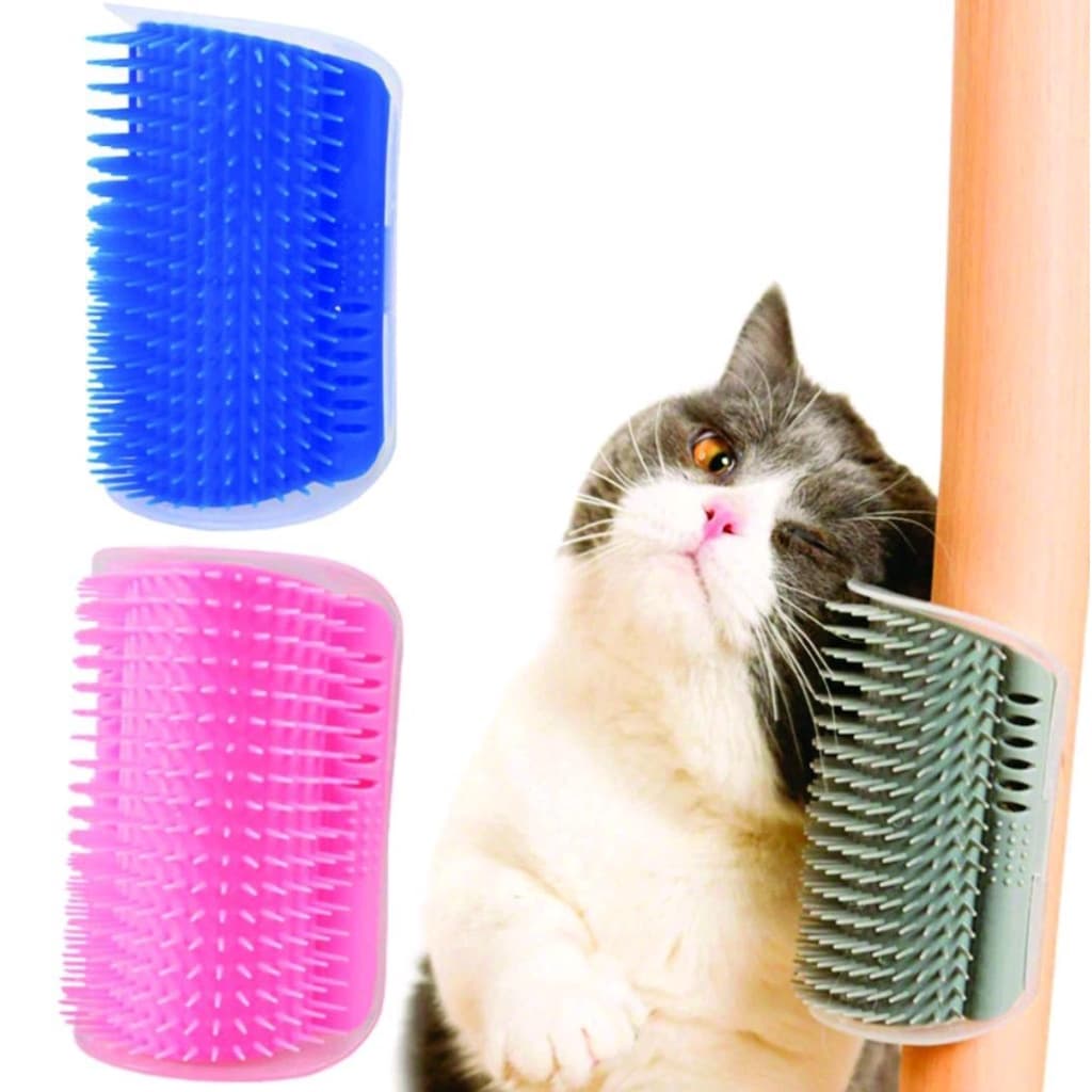 Escovadeira Escova Pet Tira Pelos Gato Catnip Parede Massagem Brinquedo Coçador