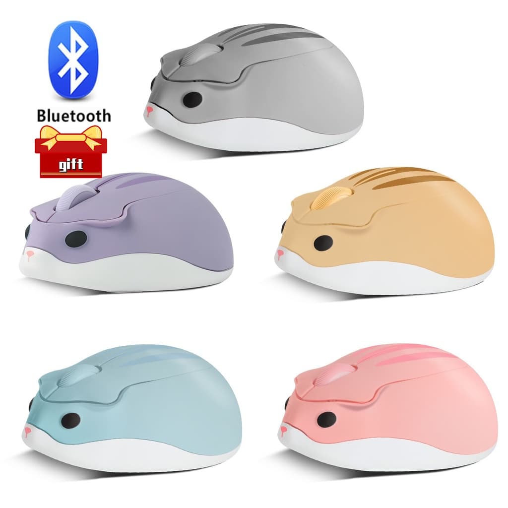 Bluetooth/2.4G Mouse Sem Fio Hamster Bonito Desenho Animado Em Forma De Criativo Mudo Mause Ergonômico Mini 3D Óptico Mice
