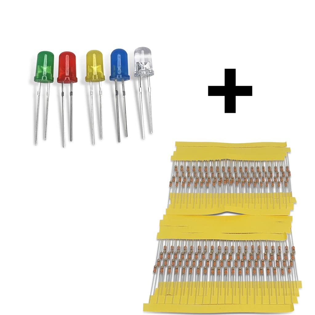Kit 100 Leds Difuso 5mm Com resistor para a tensão desejada