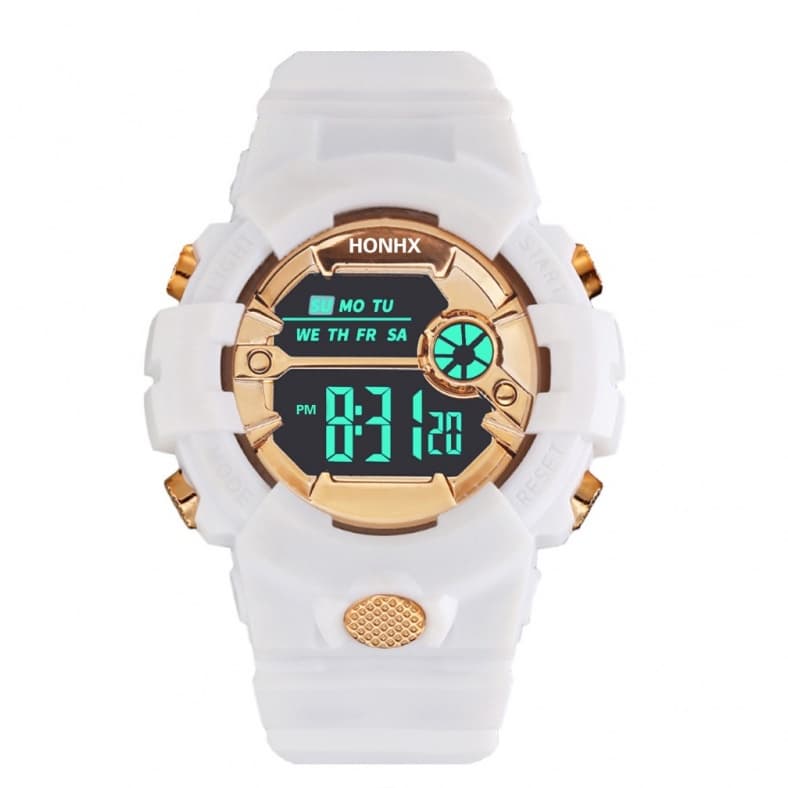 Relógio de Pulso Infantil Masculino de Quartzo Digital LED à Prova D’água Azul Esportivo com Despertador/Data