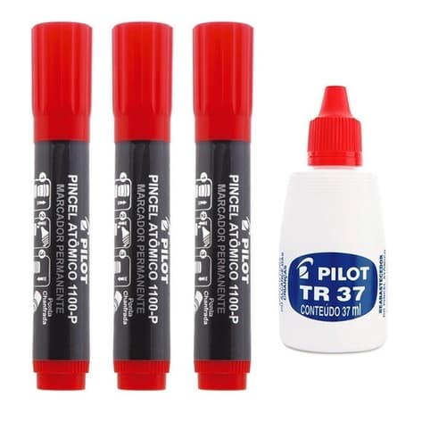 Kit Pincel Marcador Permanente Atômico 1100-p Com Refil Tr37