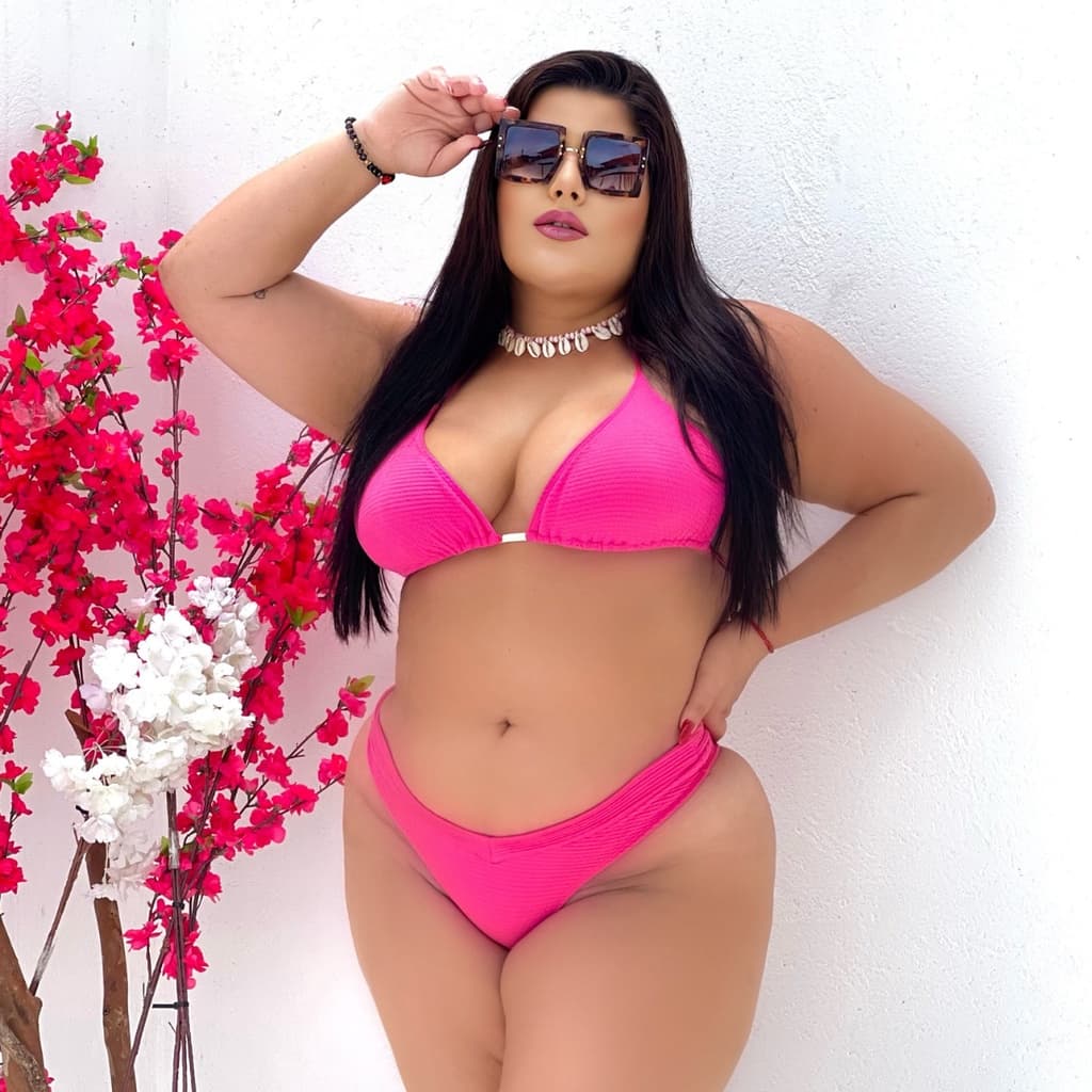 Biquini Cortininha Canelado Plus Size Feminino Moda Praia Coonjunto de Biquini Verão Multi Cores G e GG