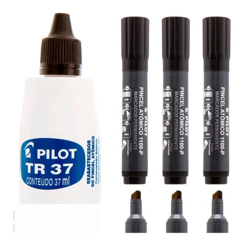 Kit Pincel Marcador Permanente Atômico 1100-p Com Refil Tr37