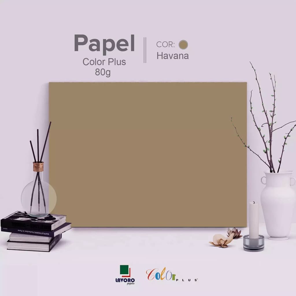 Papel Color Plus 80g 30x60 - Marrom Claro (Havana) - 21 Folhas