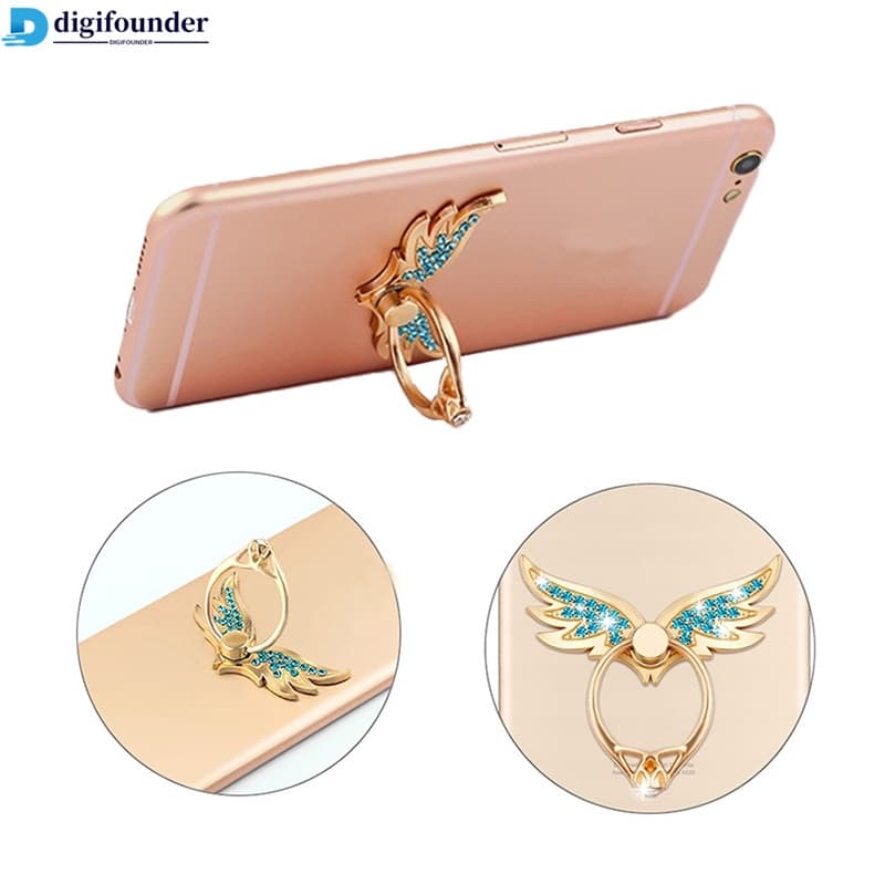 DG Angel Wings Metal Multifuncional À Prova De Queda Anel Diamantado Dobrável Porta Telefone Móvel Com Fivela