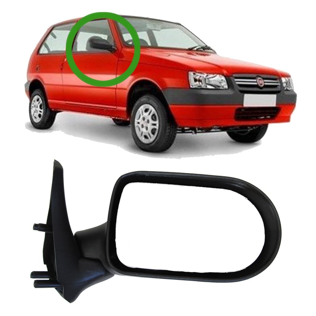 Retrovisor Fiat Uno Economy 2009 2010 2011 2012 2013 "2 Portas" Sem Controle Manual