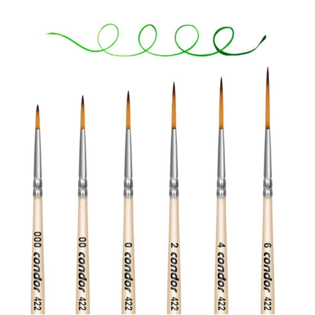 Kit Completo 6 Uni Pincel Filete Liner Sintetico Condor 422