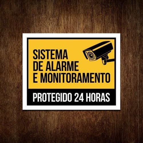 Placa Sistema De Alarme E Monitoramento Protegido 24 Horas