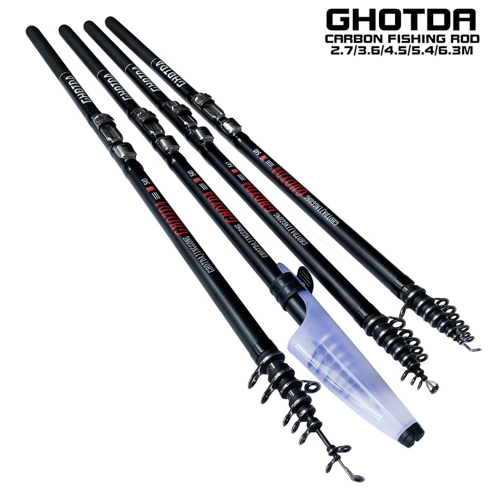 GHOTDA Vara Telescópica Giratória 2.7M/3.6M/4.5M/5.4M/6.3M De Pesca Água Salgada/De Doce