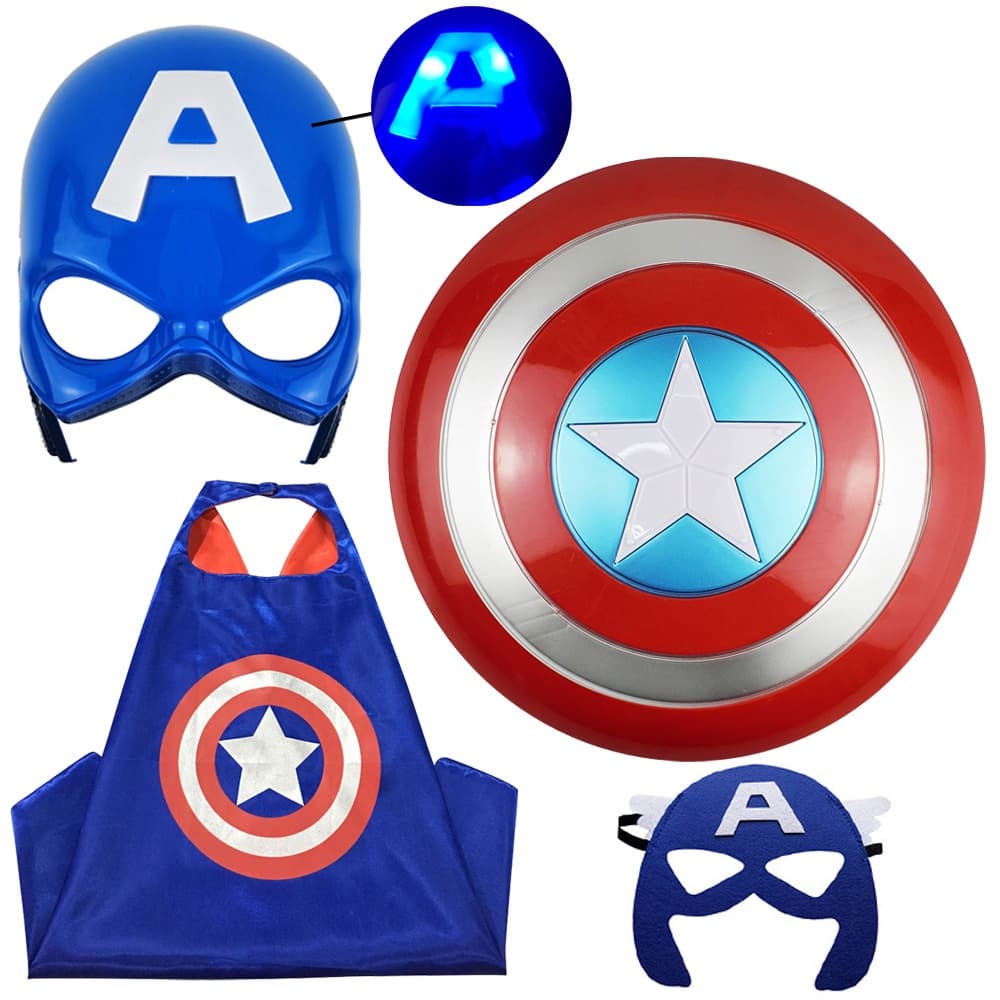 Meninos Cosplay Super-Herói Capitão Roupas Máscara De Iluminação Infantil Para O Dia Das Bruxas