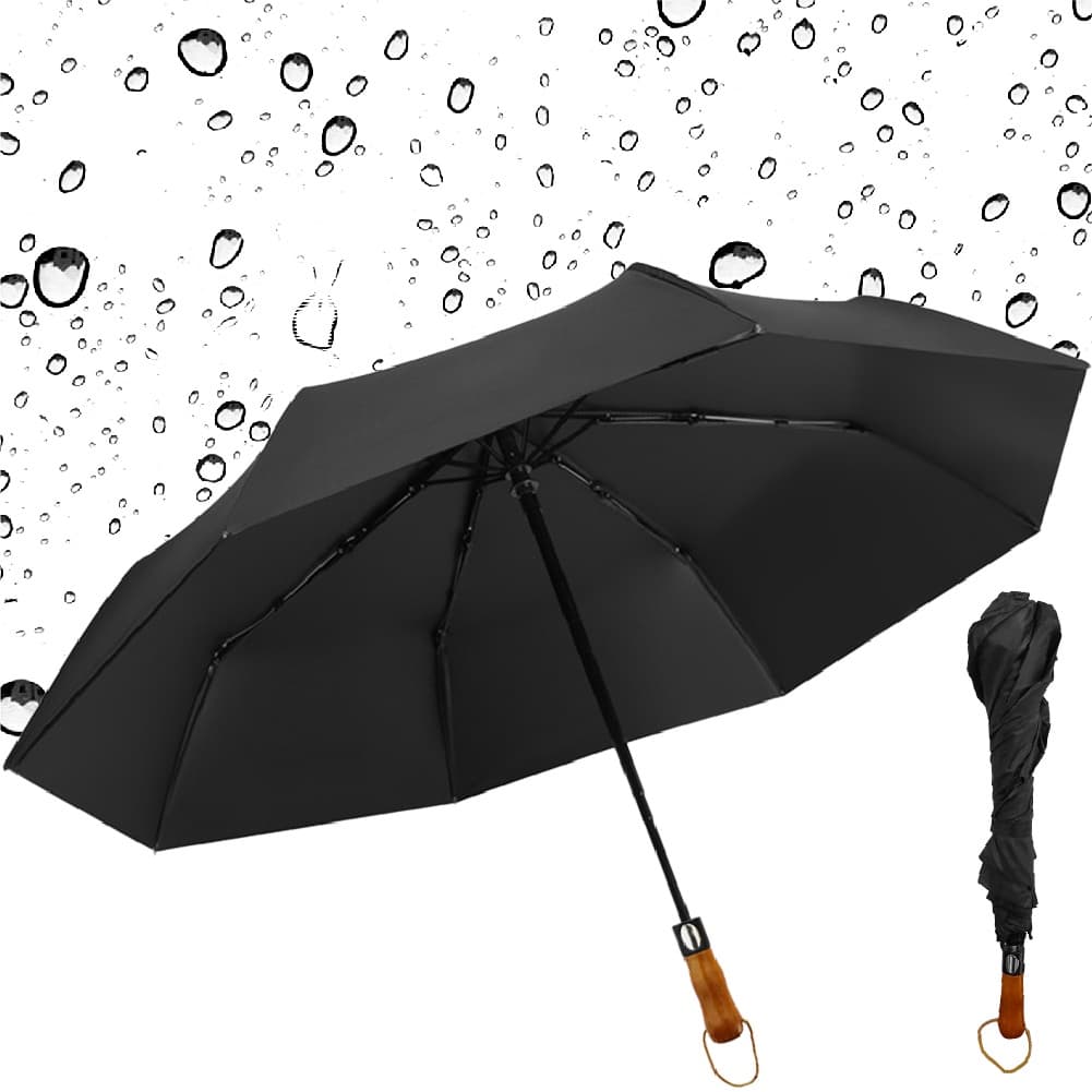 Guarda Chuva Automático Grande Reforçado Com Cabo De Madeira Linha Premium