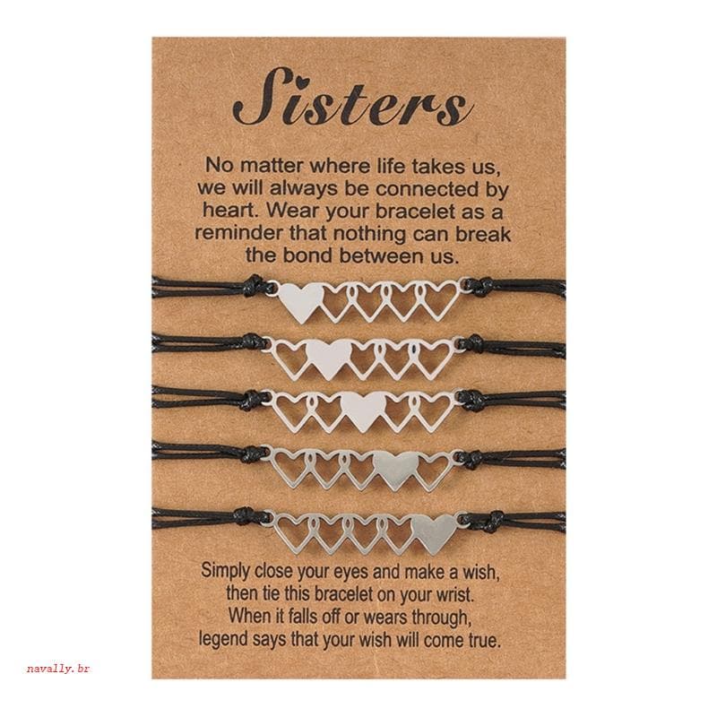 nava 5 Pcs Irmã Melhor Amigo Pulseira Amizade Coração Combinando Longa Distância Para Criativo Menina D