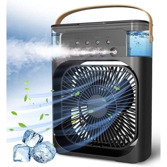 Mini Ventilador Portatil Mesa 3 Velocidades Umidificador Ar - Preto