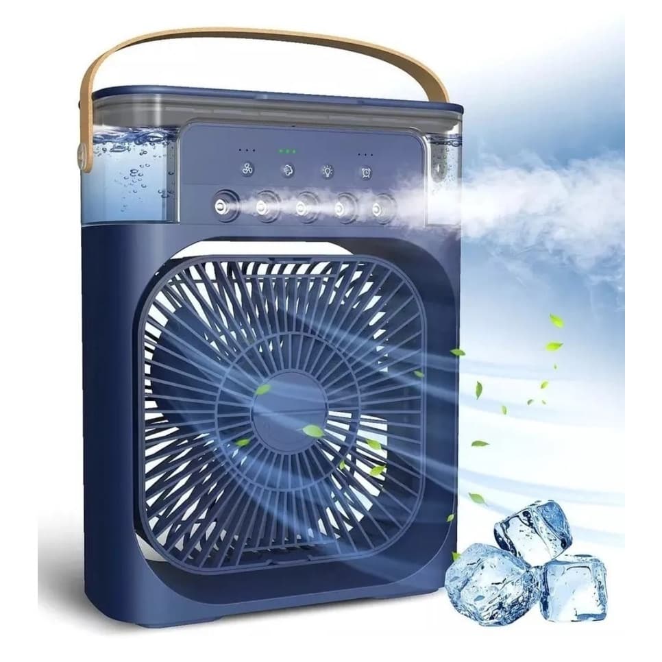 Mini Ventilador Portatil Mesa 3 Velocidades Umidificador Ar - Azul Marinho