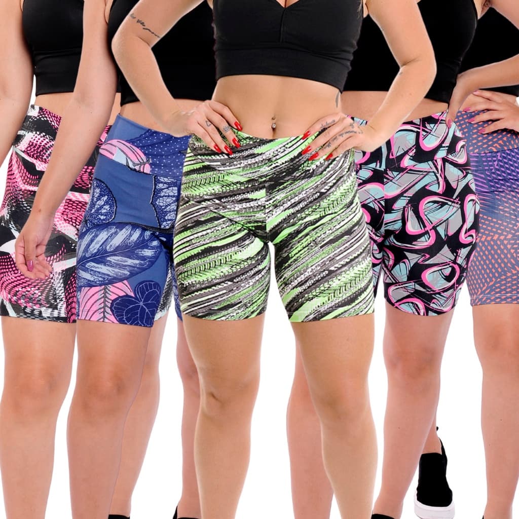 Kit C/ 3 Bermudas feminino Leg Feminina Shorts Academi Tecido Suplex Costura Reforçada