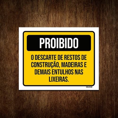 Placa De Sinalização - Proibido Descarte Construção