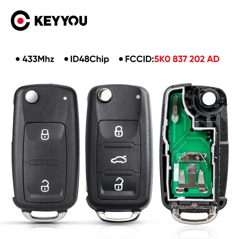 Adequado Para Volkswagen , Tiguan Golf Passat 434mhz id48 Chave De Carro Com Controle Remoto Dobrável