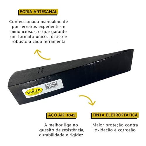 Cunha 3kg Para Rachar Lenha Aço Forjado Tarza Cunha Firme e Resistente