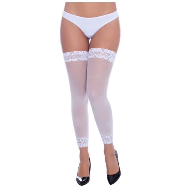 Meia 7/8 Legging com Renda Branca