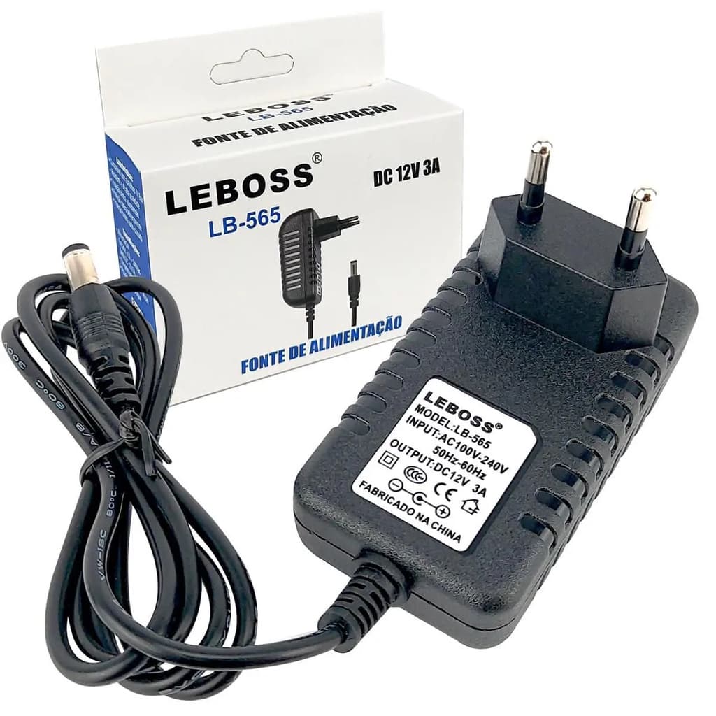 Fonte De Alimentação 12v 3a P4 Bivolt CFTV Fita de Led