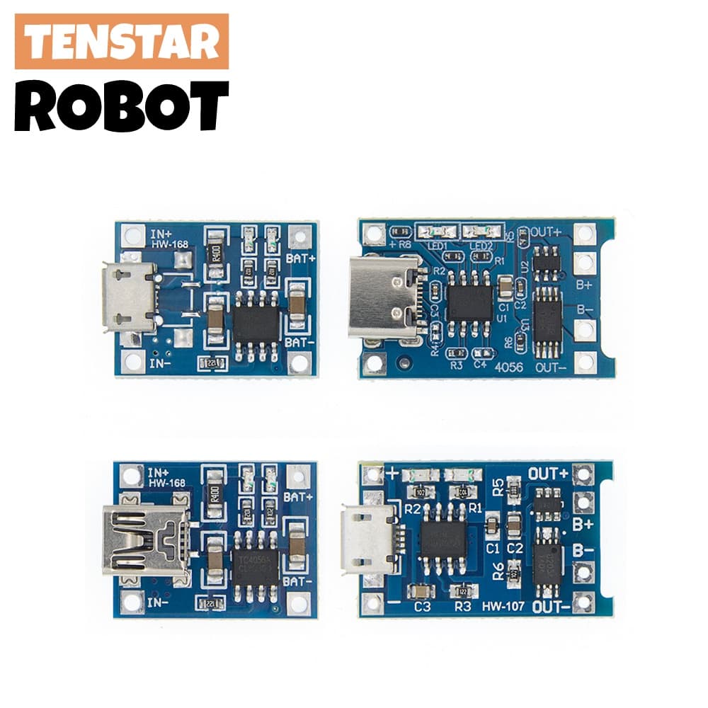 Tipo-c/Micro/Mini USB 5V 1A 18650 TP4056 Módulo Carregador De Bateria De Lítio Placa De Carregamento Com Dupla Função