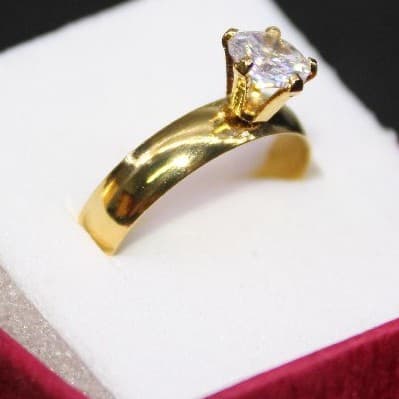 Aliança Anel Solitário Aparador Com Pedra De Zirconia 3mm 1 Un Moderna Banhada Ouro 18k É De Aço