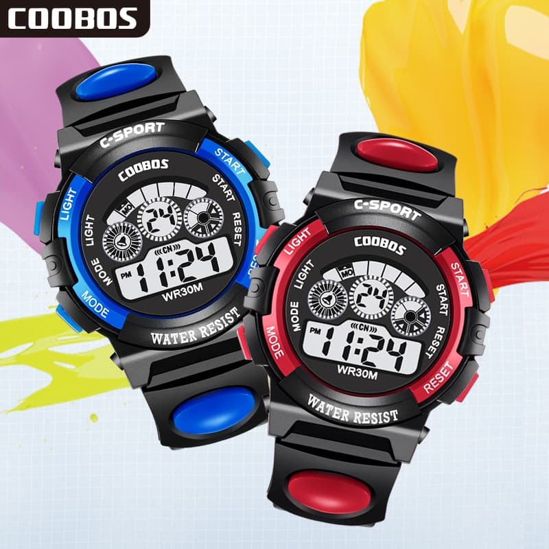 Relógio Digital Coobos Kids À Prova D'água LED Multifuncional Para Meninas