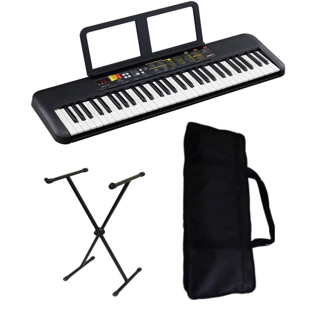 Teclado Musical Yamaha 61 Teclas Preto PSR F52 Suporte Capa