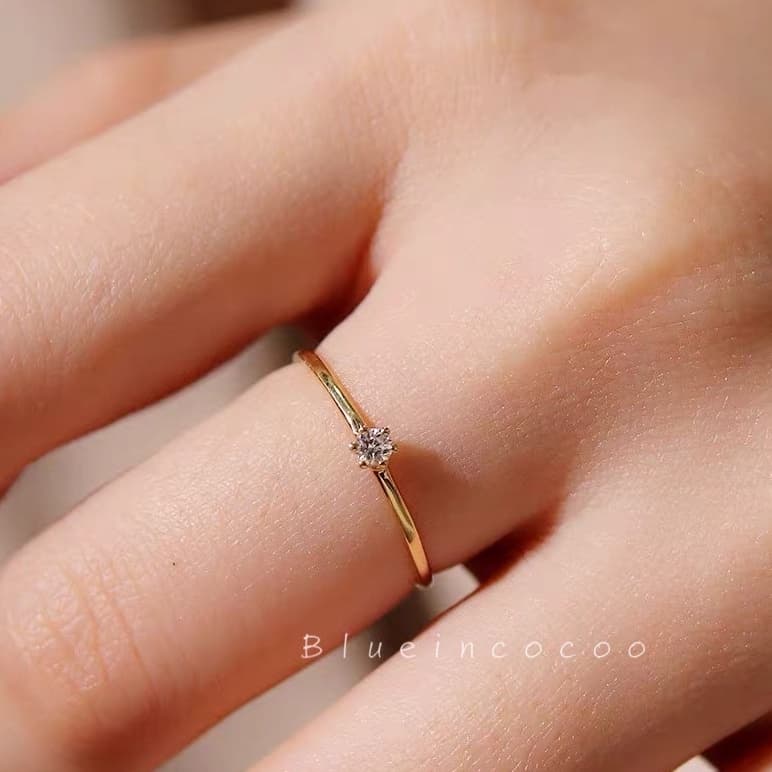 Anel Feminina Solitário 1.5mm/2mm /4mm Dourado e Prata em Aço inox 316L