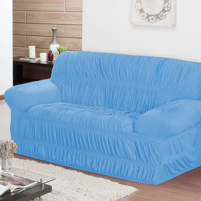 Capa de Sofá Avulsa 2 Lugares 21 Elásticos Azul Turquesa