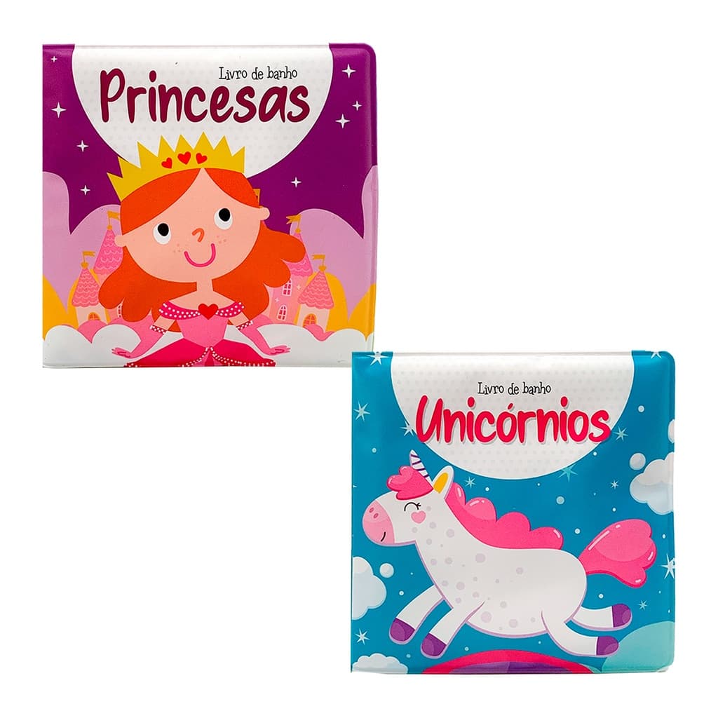 Kit Livro De Banho - Pequenas Princesas + Pequenos Unicórnios - Com Apito Infantil