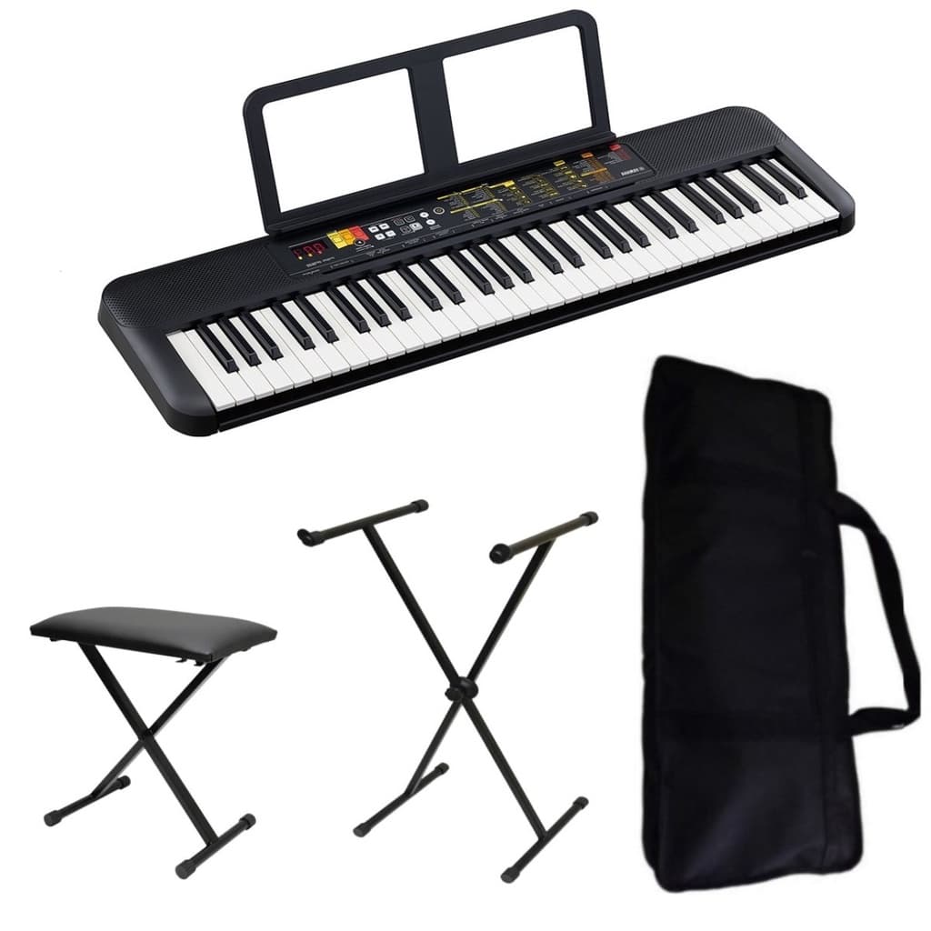 Teclado Musical Yamaha 61 Teclas PSR F52 Bag Banco Suporte