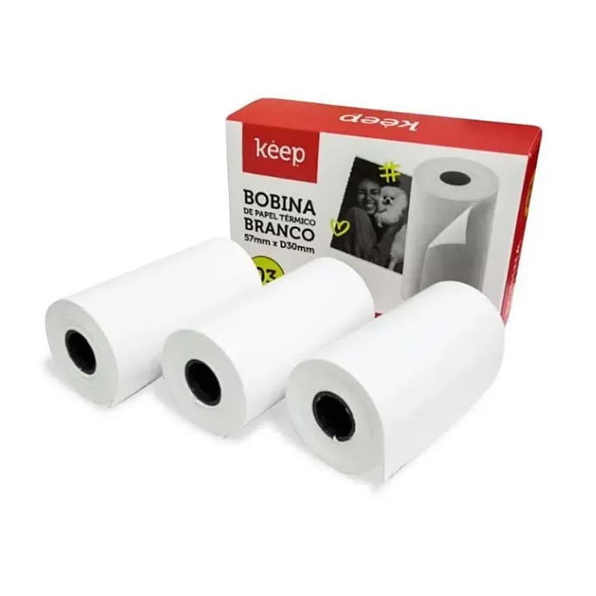 Papel Térmico Branco C/ 3 Rolos 57x30 Keep KP002 MULTILASER