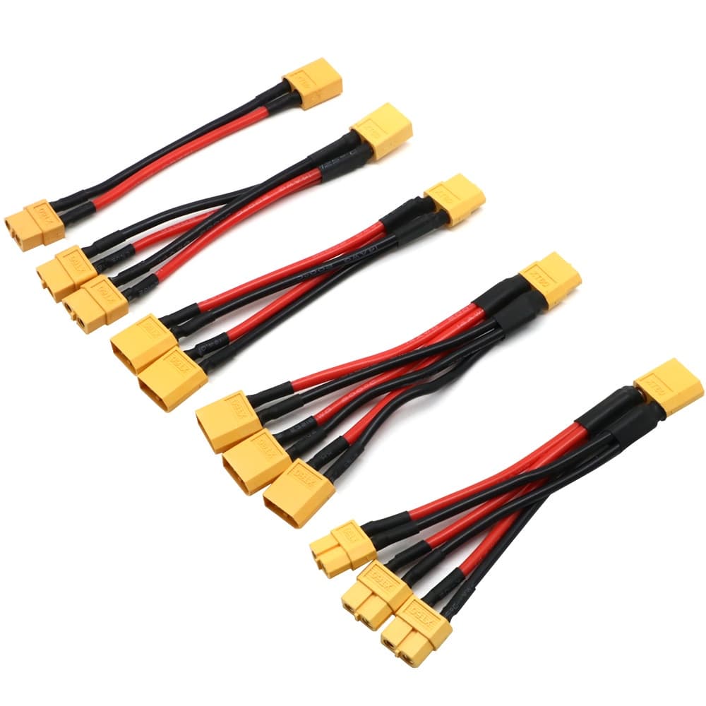 XT60 Cabo Y Paralelo 3 Vias Conector Macho Fêmea Fio de Silicone 14AWG Adaptador de Bateria para RC Avião Carro e Moto