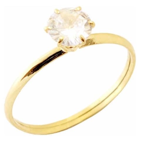 Solitário anel dourado casamento 3mm e 4mm Aço Inox
