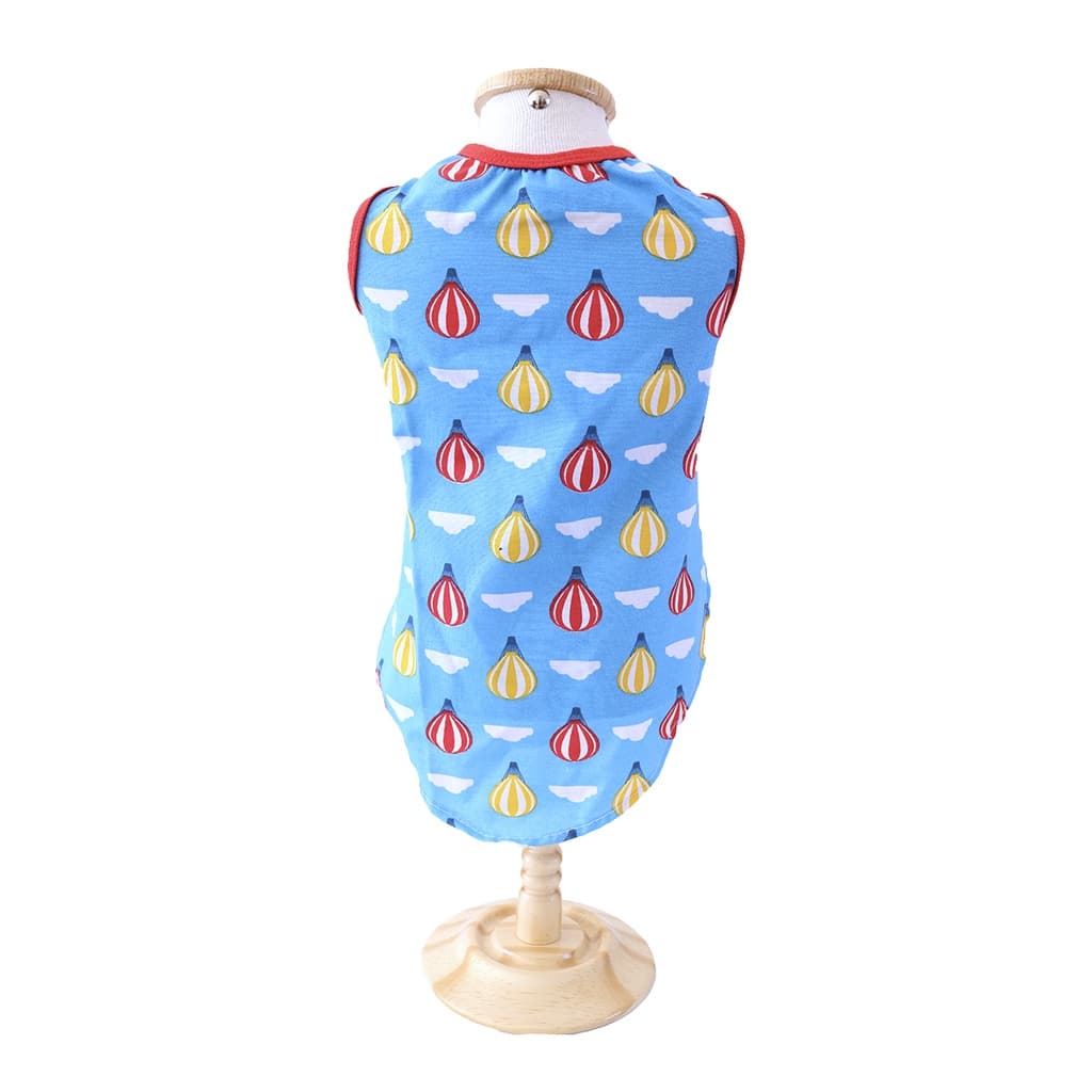 Roupa pet  Regata Pet cão e gato Balão Azul fantasia roupinha verão divertida cachorro balões