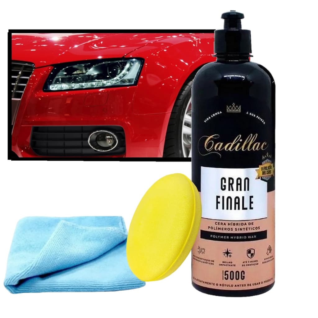 Kit Cera Hibrida Gran Finale Cadilac 500g + Pano + Aplicador de Espuma
