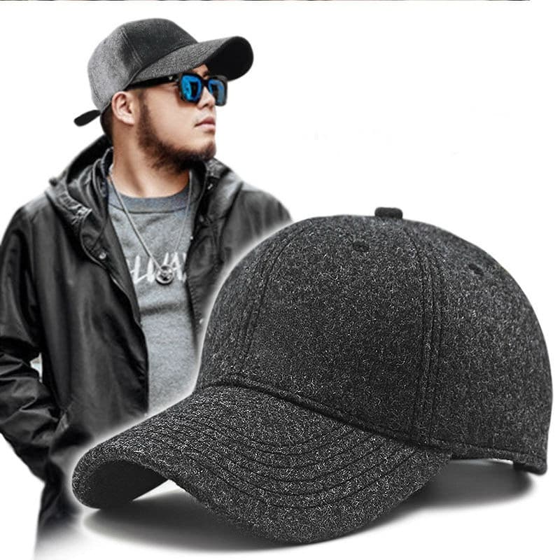Boné Masculino De Cabeça Grande De Beisebol Tamanho Moda Outono E Inverno Feltro Grosso 58-60cm 61-68cm