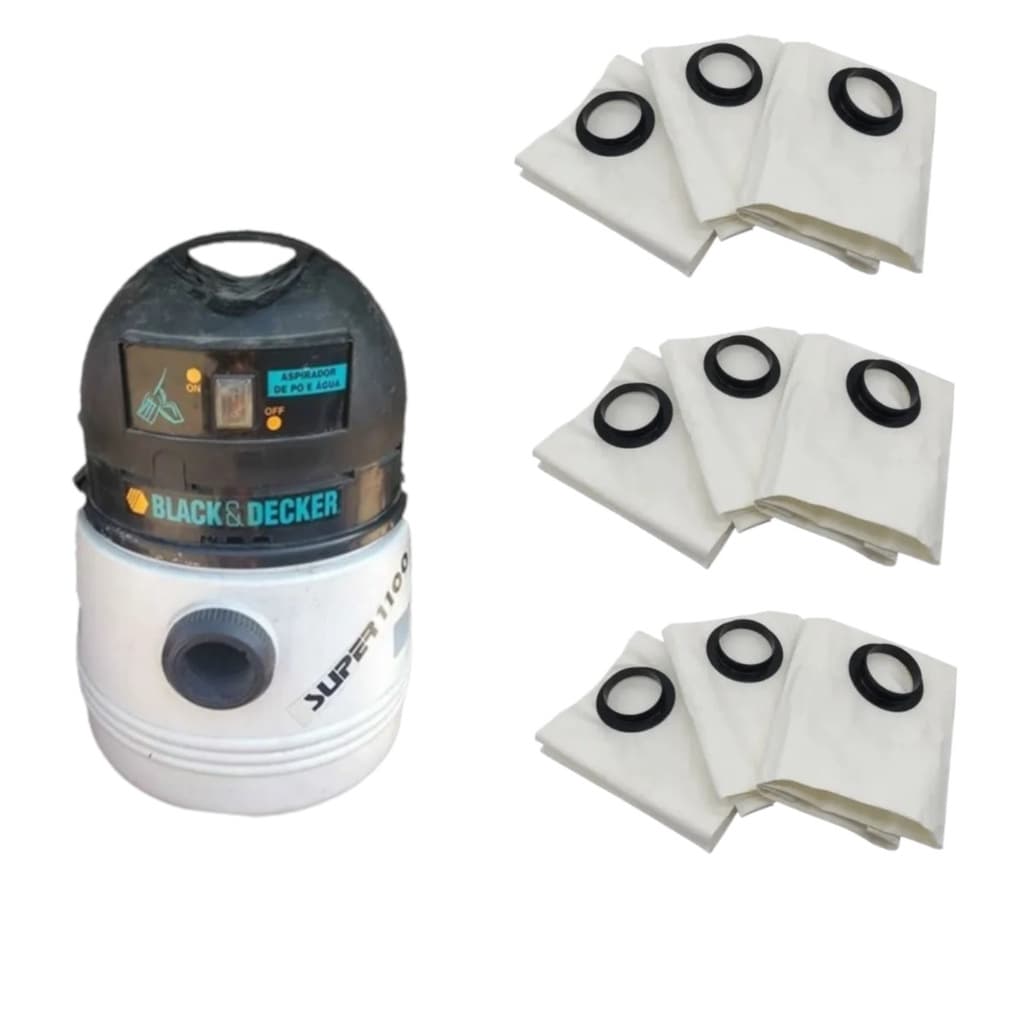 Saco Para Aspirador De Pó Black E Decker LAS1100 Com 9 Unidades