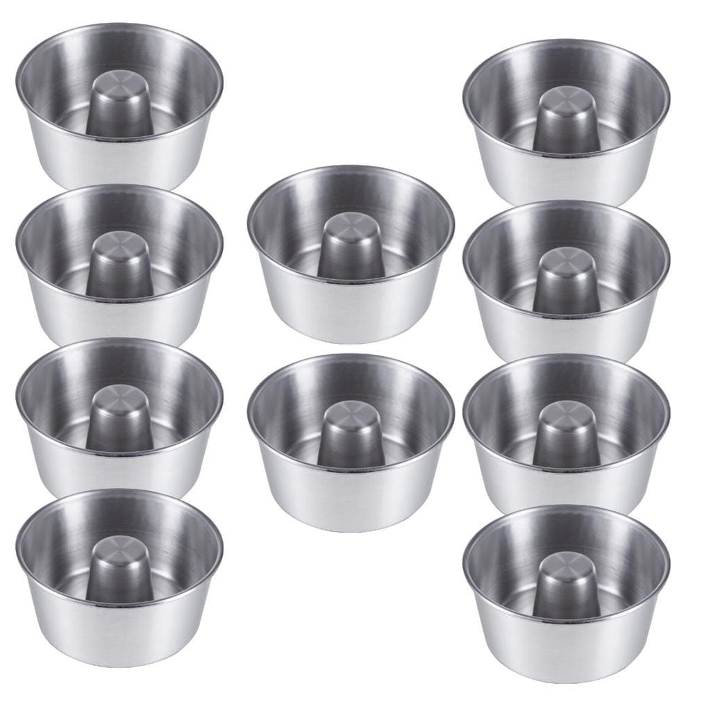 Kit 10 Formas de Aluminio Pequena Com Furo Meio N 12 Para Bolo Tipo Padaria / Pudim / Torta Suica 400ml