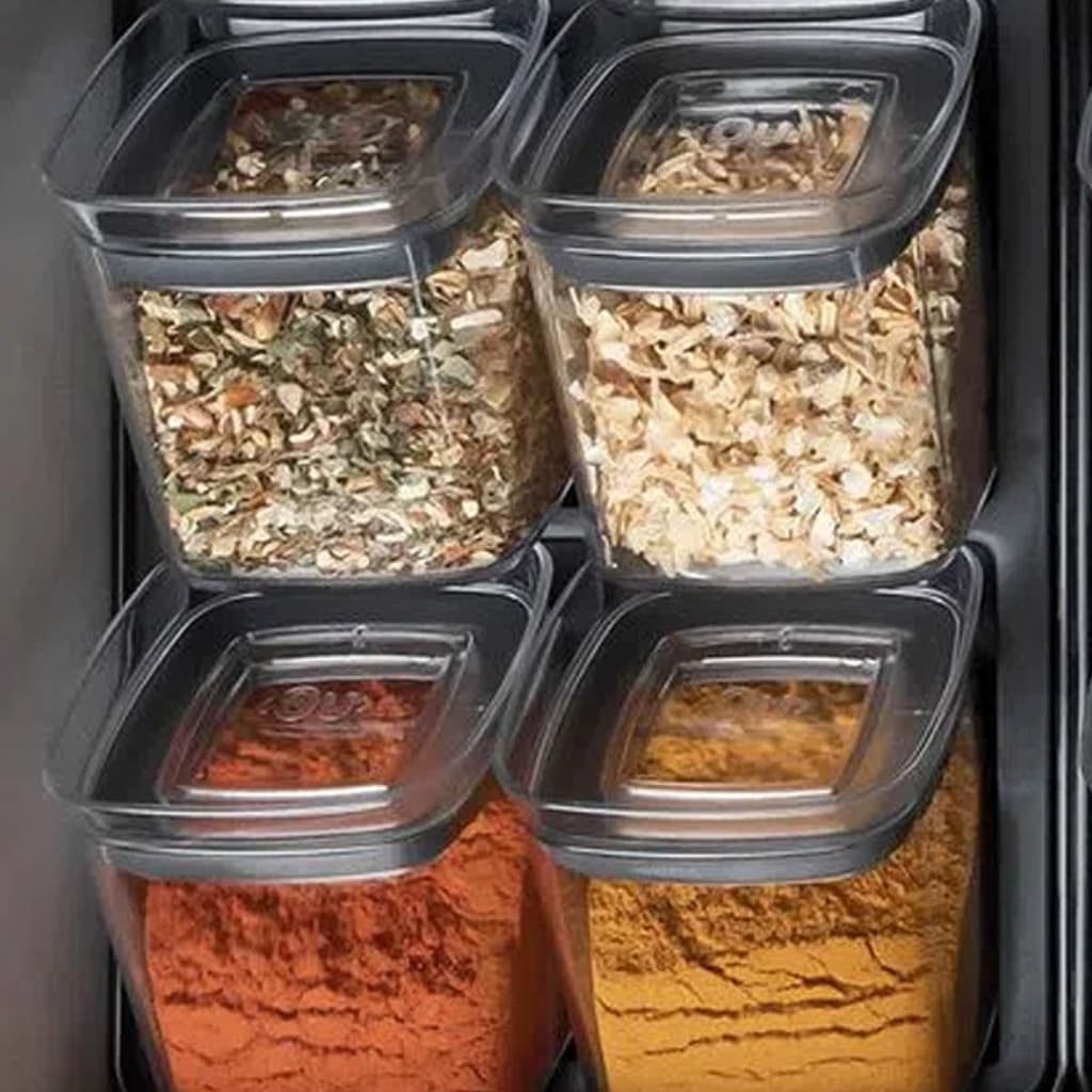 Porta Temperos E Condimentos Kit c/8 Potes Acrilico Hermetico Suporte De Cozinha Gaveta