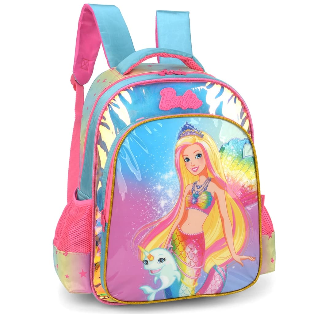 Mochila de Costas Barbie Sereia Unicórnio Infantil Feminina